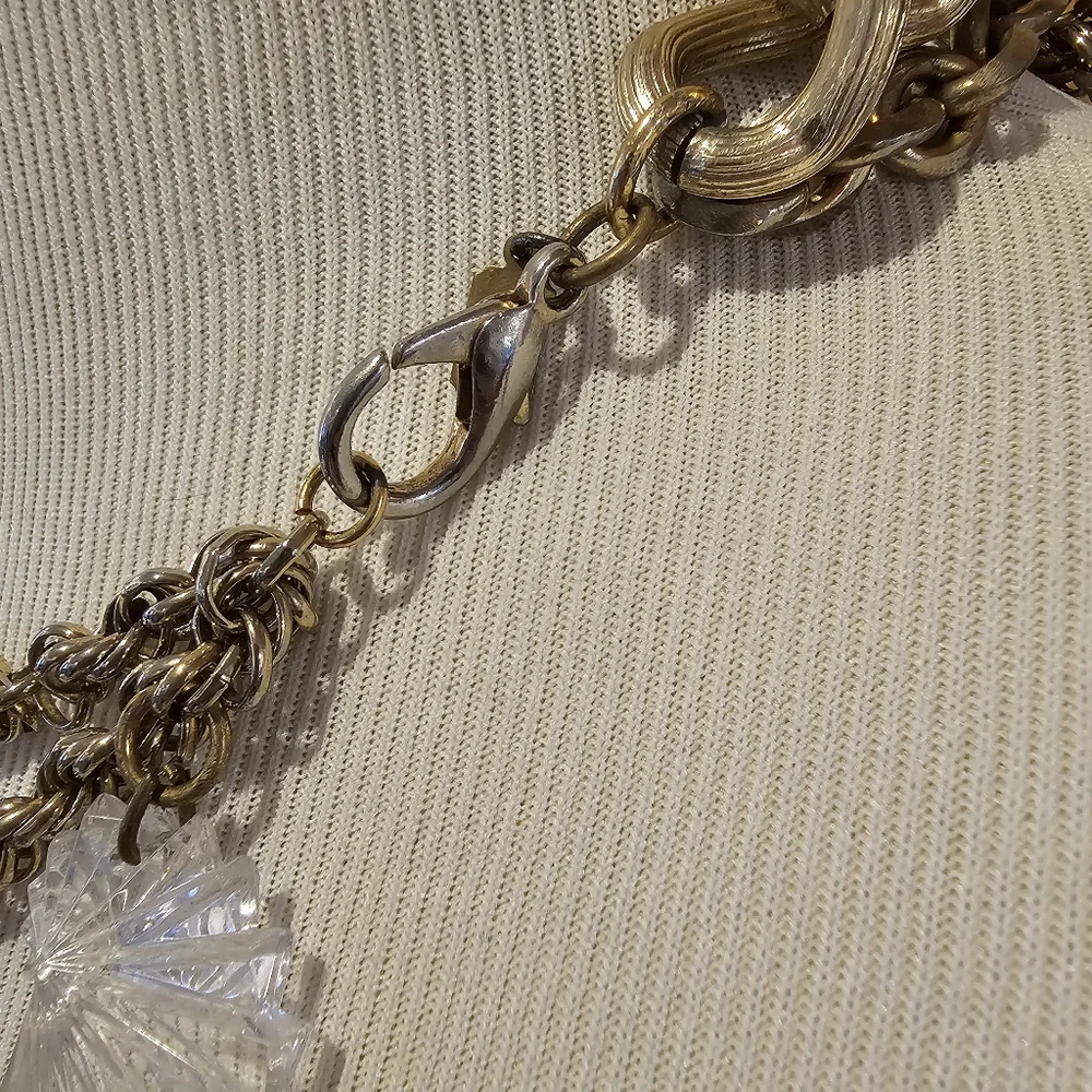 Mishka Piaf goldtone statement necklace made w/ repurposed vintage jewelry - Picture 10 of 11